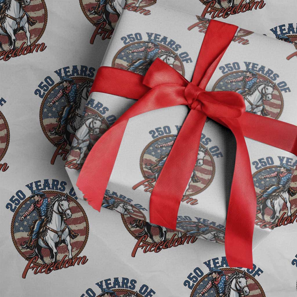 250th Anniversary USA Wrapping Paper Roll American Flag Cowboy Rodeo 4th of July TS14 White Print Your Wear