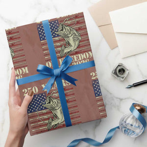 250th Anniversary USA Bass Fishing American Flag Wrapping Paper Roll TS14 Mocha Print Your Wear