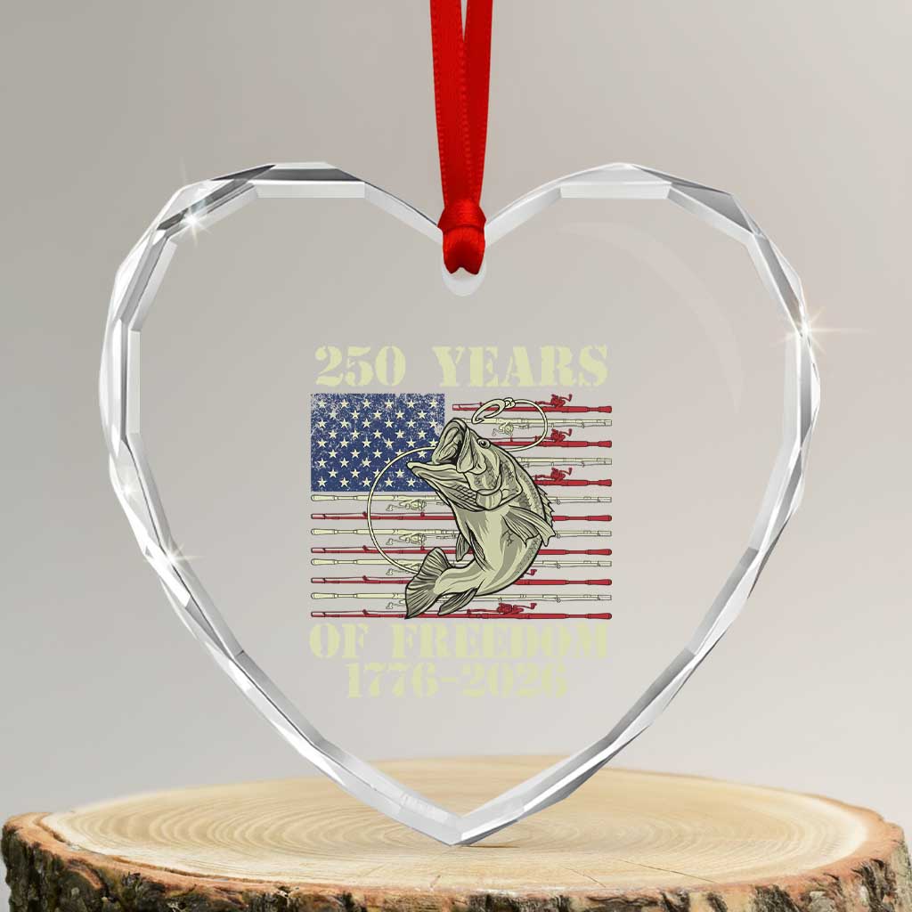 250th Anniversary USA Bass Fishing American Flag Heart Crystal Glass Ornament TS14 Transparent Glass 3'' Heart Print Your Wear