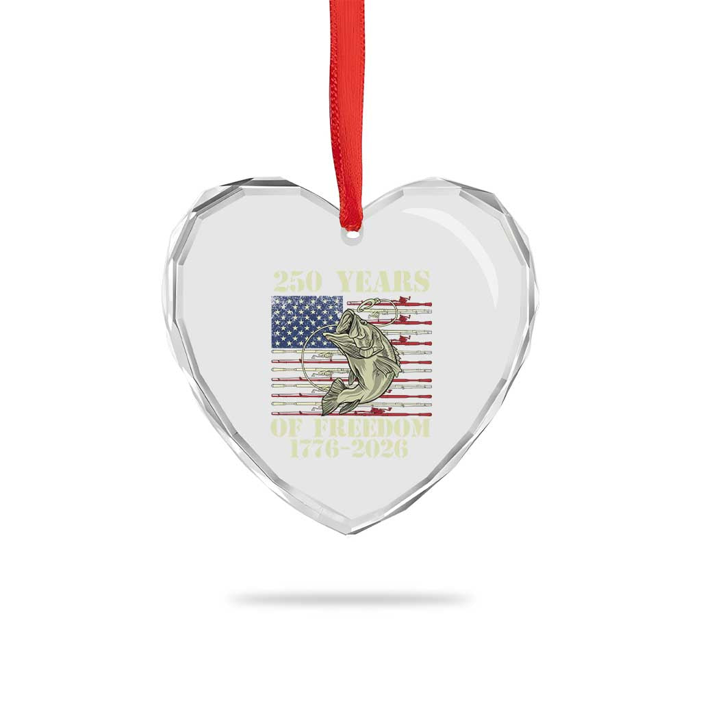 250th Anniversary USA Bass Fishing American Flag Heart Crystal Glass Ornament TS14 Print Your Wear