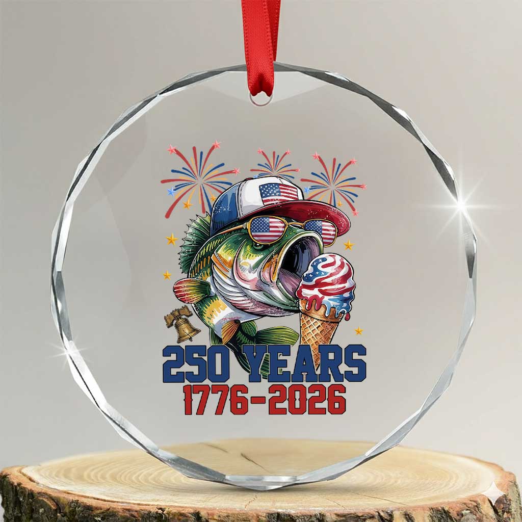America 250th Fishing Crystal Glass Ornament Patriotic Bass Fish American Flag TS14 Transparent Glass 3'' Circle Print Your Wear