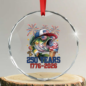 America 250th Fishing Crystal Glass Ornament Patriotic Bass Fish American Flag TS14 Transparent Glass 3'' Circle Print Your Wear