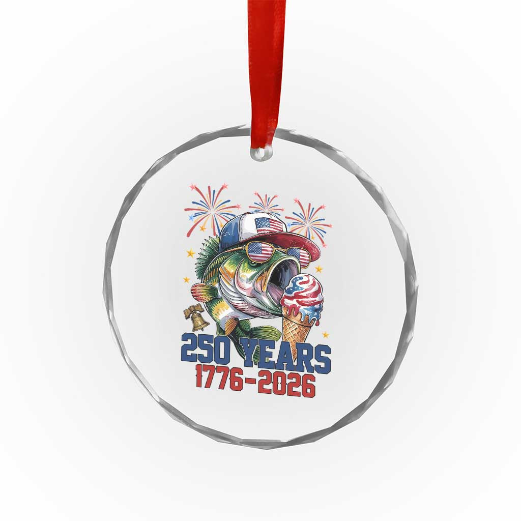 America 250th Fishing Crystal Glass Ornament Patriotic Bass Fish American Flag TS14 Print Your Wear