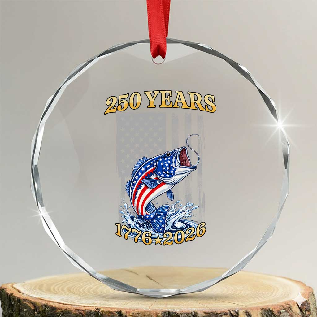 America 250th Fishing Crystal Glass Ornament Patriotic Fisherman American Flag TS14 Transparent Glass 3'' Circle Print Your Wear