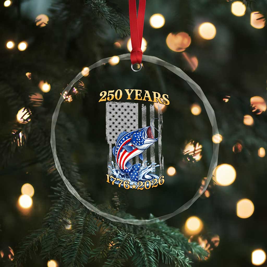 250th Anniversary USA Fishing Crystal Glass Ornament Patriotic Fisherman American Flag TS14 Print Your Wear