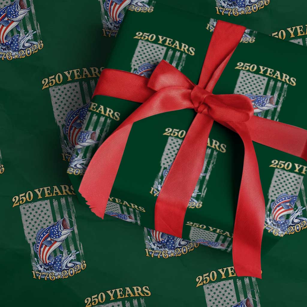250th Anniversary USA Fishing Wrapping Paper Roll Patriotic Fisherman American Flag TS14 Green Print Your Wear
