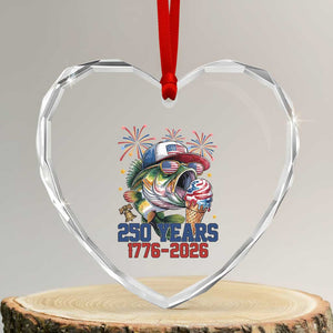 America 250th Fishing Heart Crystal Glass Ornament Patriotic Bass Fish American Flag TS14 Transparent Glass 3'' Heart Print Your Wear