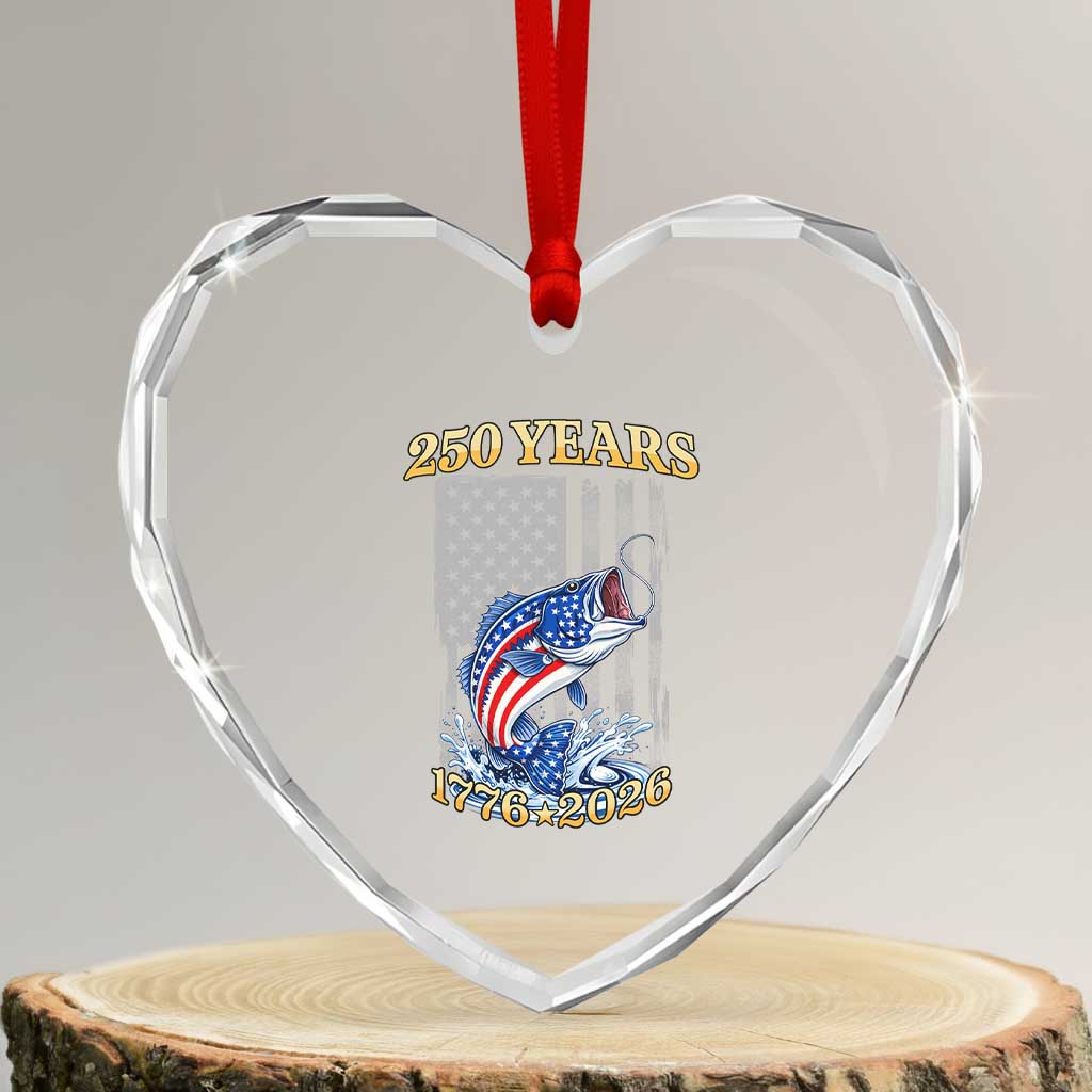 America 250th Fishing Heart Crystal Glass Ornament Patriotic Fisherman American Flag TS14 Transparent Glass 3'' Heart Print Your Wear