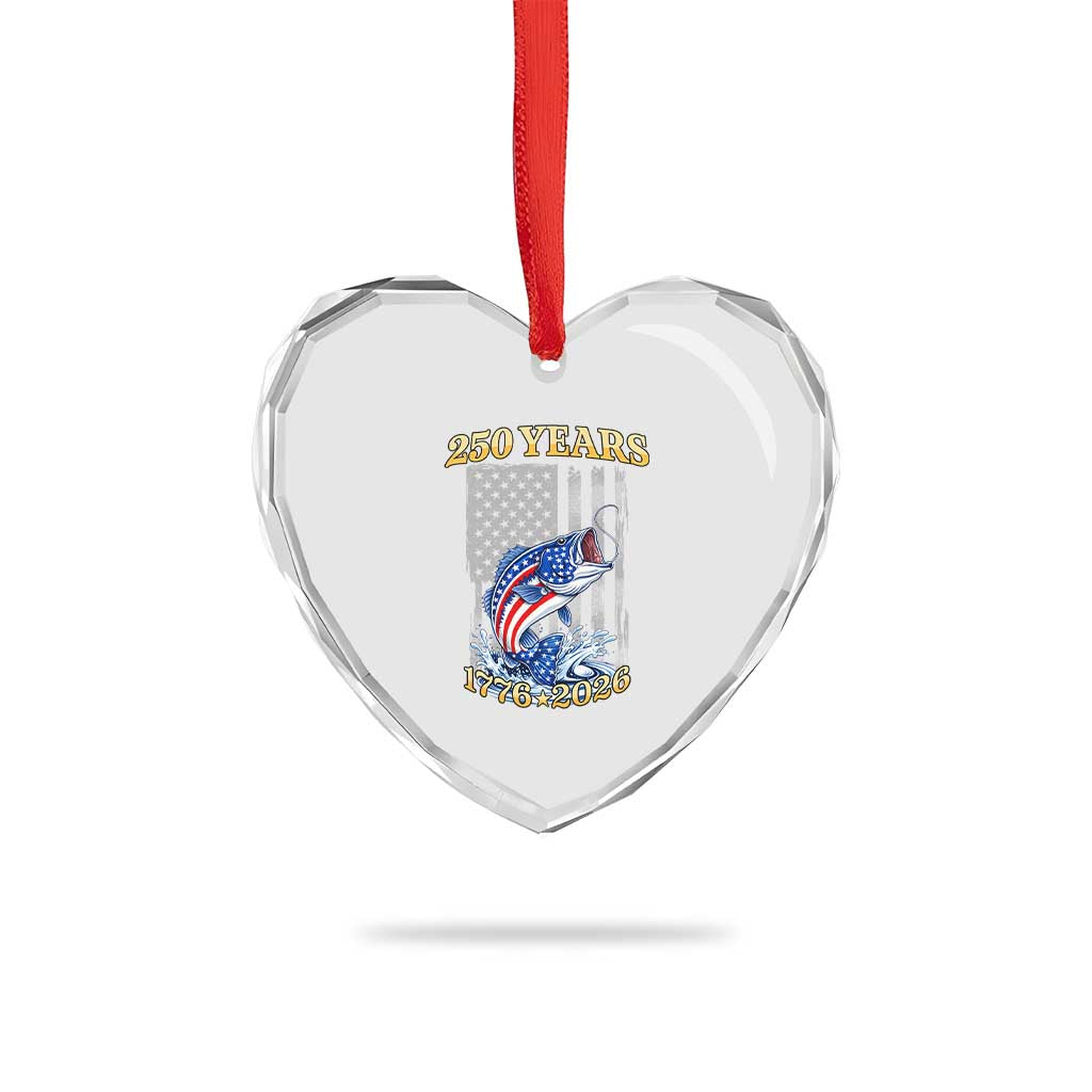 America 250th Fishing Heart Crystal Glass Ornament Patriotic Fisherman American Flag TS14 Print Your Wear