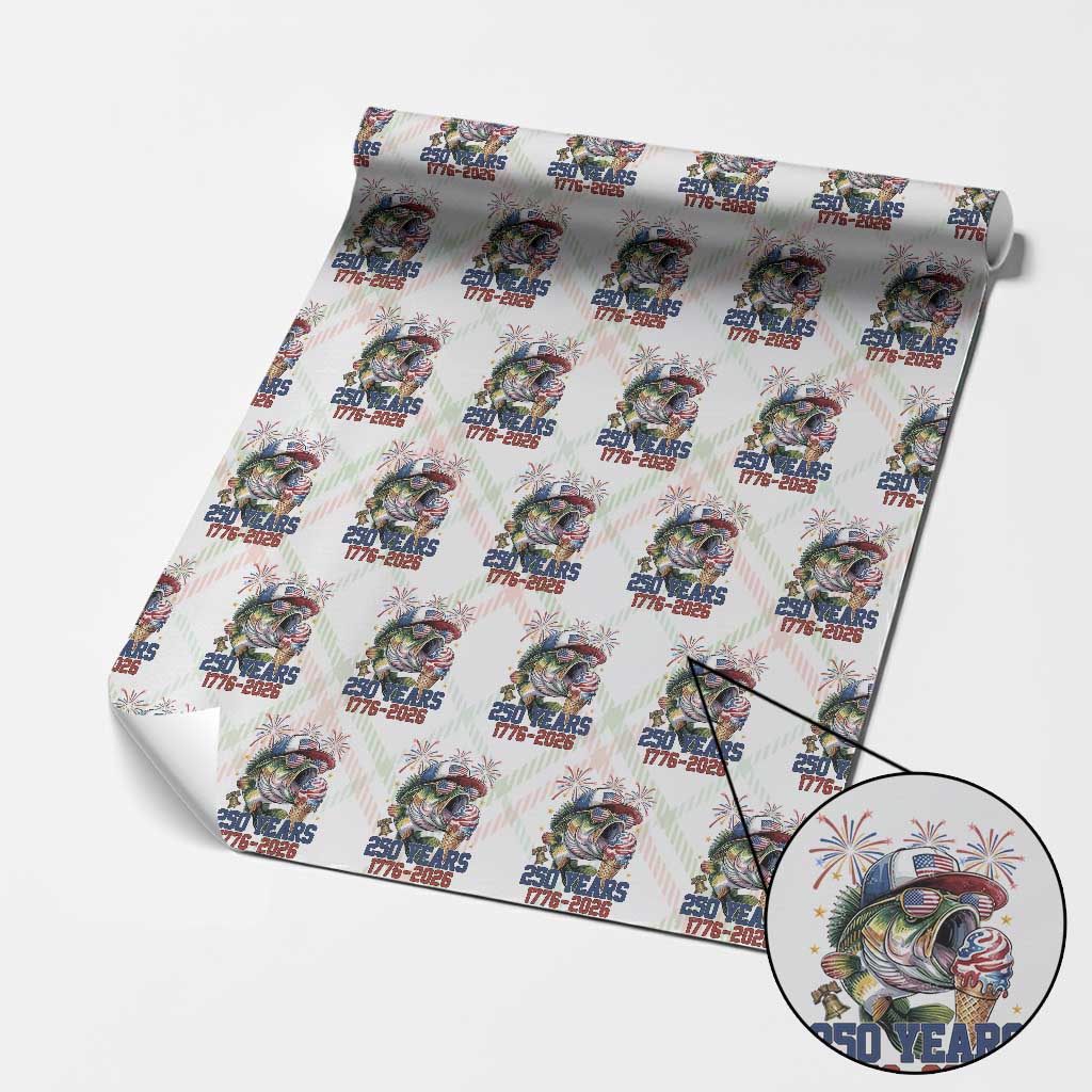 America 250th Fishing Wrapping Paper Roll Patriotic Bass Fish American Flag TS14 Christmas Plaid Print Your Wear
