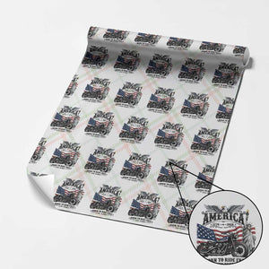 America Born to Ride Free 250 Years Biker Wrapping Paper Roll American Flag Chopper Motorcycle Statue of Liberty 1776 to 2026 Semiquincentennial