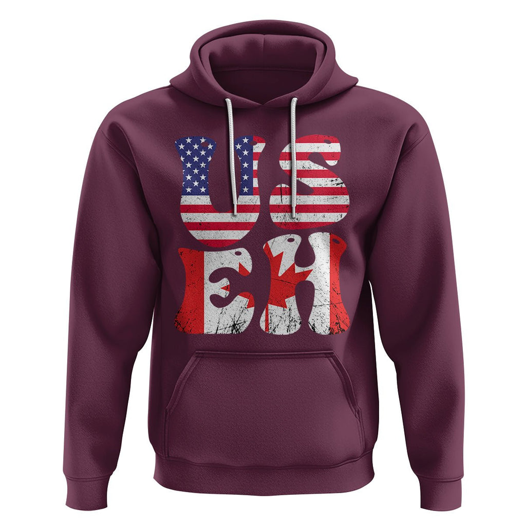 America Canada Hoodie Funny US EH Canadian American Flag Canada's Day Maple Leaf TS02 Maroon Printyourwear