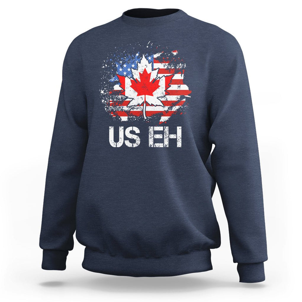 America Canada Sweatshirt Funny US EH Maple Leaf Canadian American Flag Canada's Day TS02 Navy Printyourwear