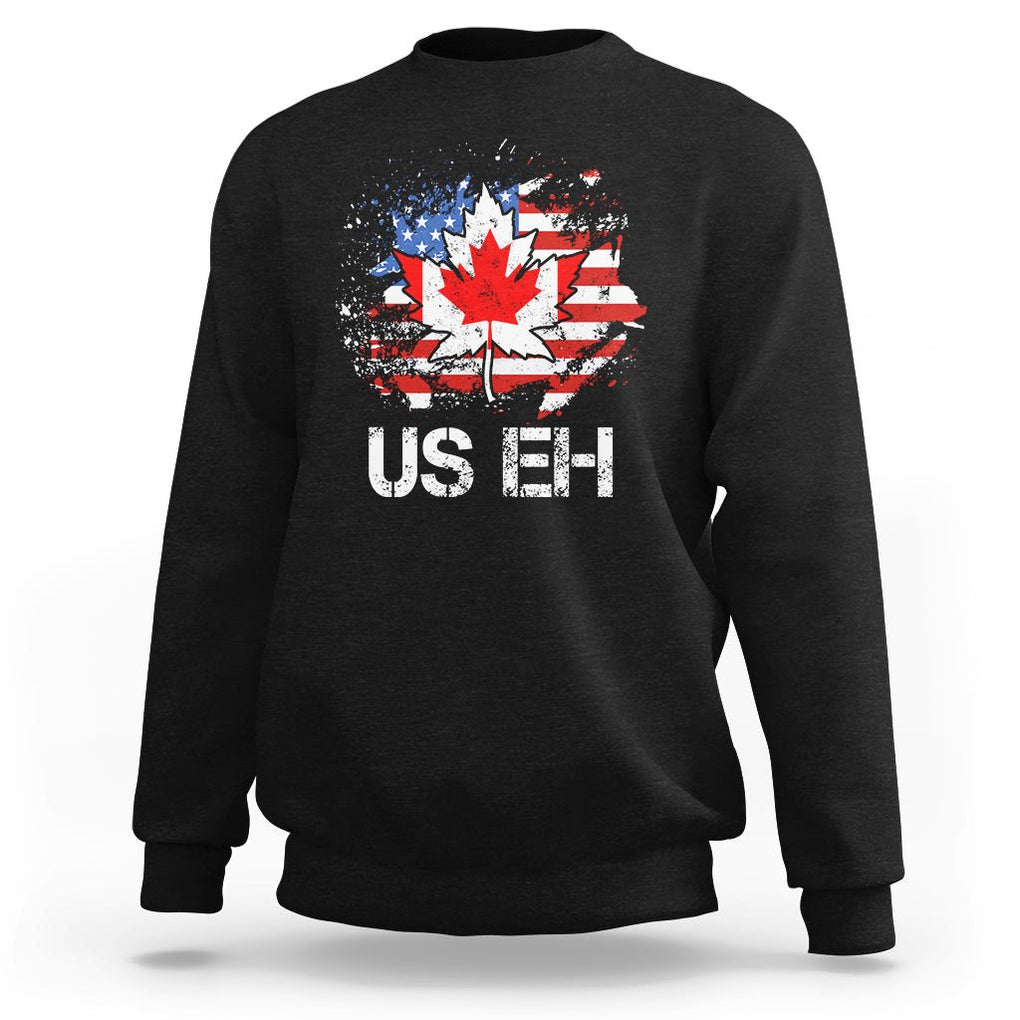 America Canada Sweatshirt Funny US EH Maple Leaf Canadian American Flag Canada's Day TS02 Black Printyourwear