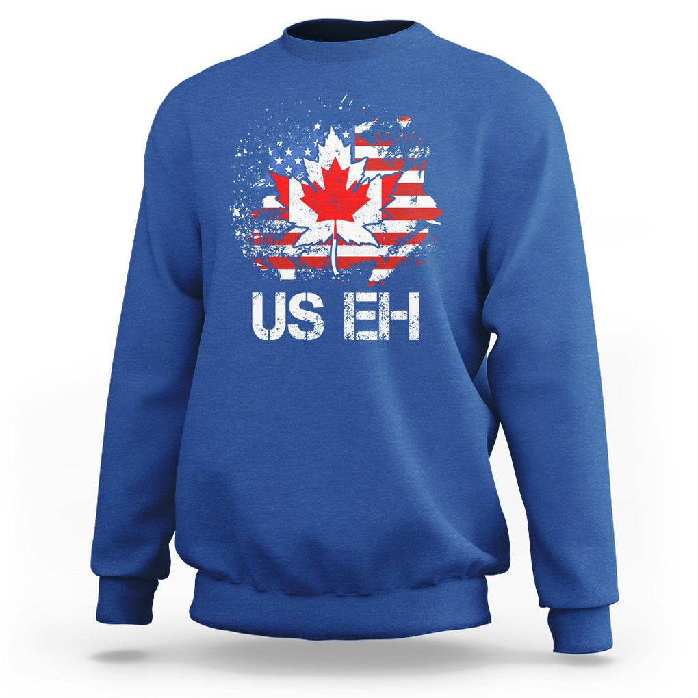 America Canada Sweatshirt Funny US EH Maple Leaf Canadian American Flag Canada's Day TS02 Royal Blue Printyourwear