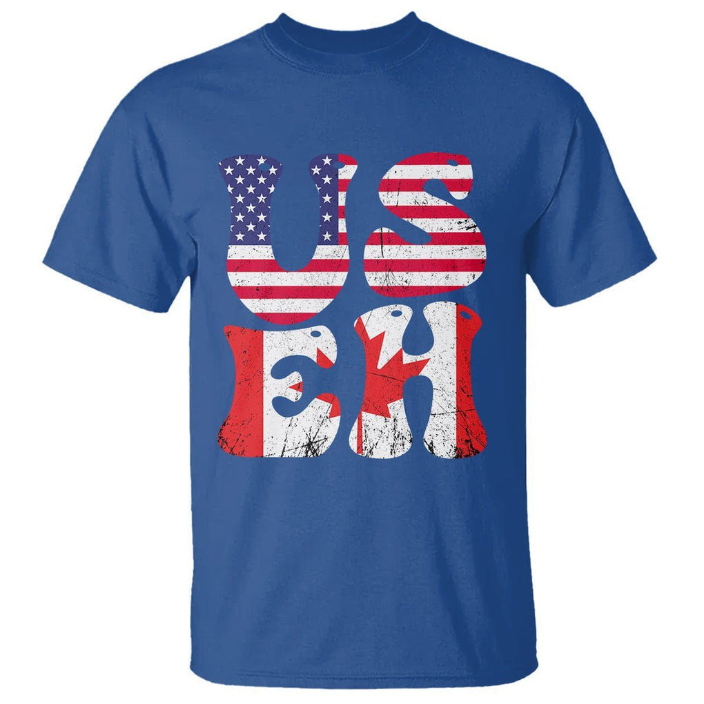America Canada T Shirt Funny US EH Canadian American Flag Canada's Day Maple Leaf TS02 Royal Blue Printyourwear