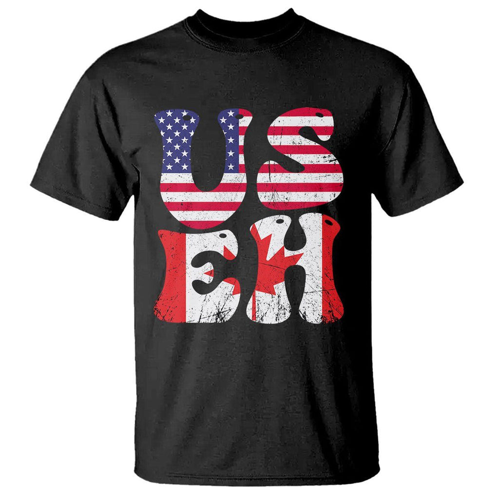 America Canada T Shirt Funny US EH Canadian American Flag Canada's Day Maple Leaf TS02 Black Printyourwear