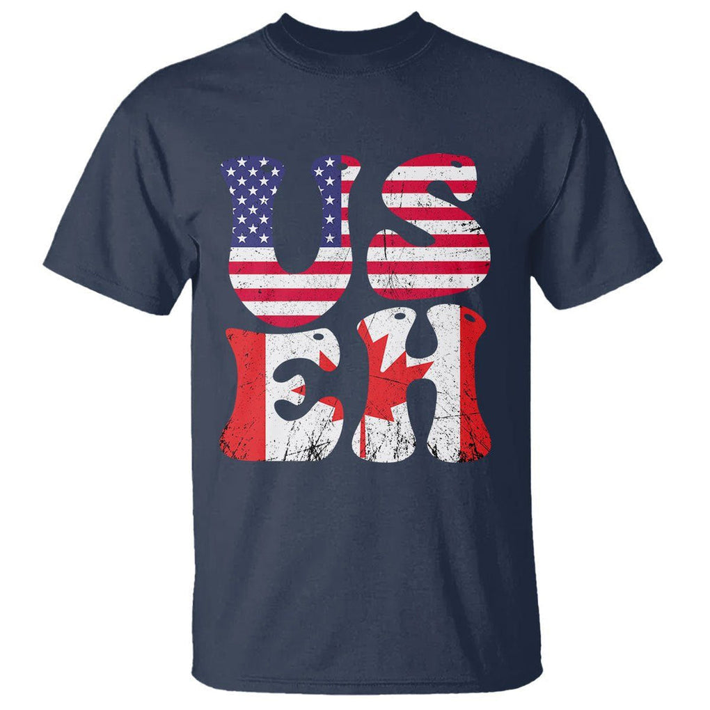 America Canada T Shirt Funny US EH Canadian American Flag Canada's Day Maple Leaf TS02 Navy Printyourwear
