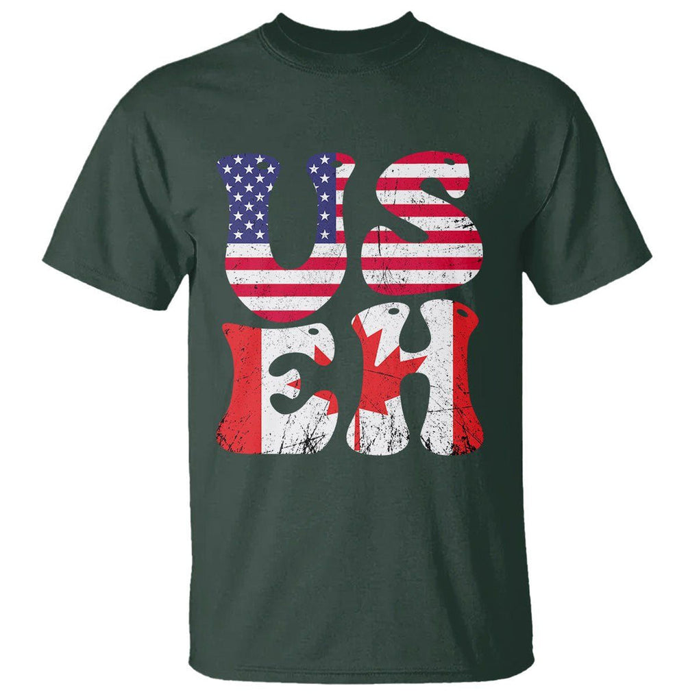 America Canada T Shirt Funny US EH Canadian American Flag Canada's Day Maple Leaf TS02 Dark Forest Green Printyourwear