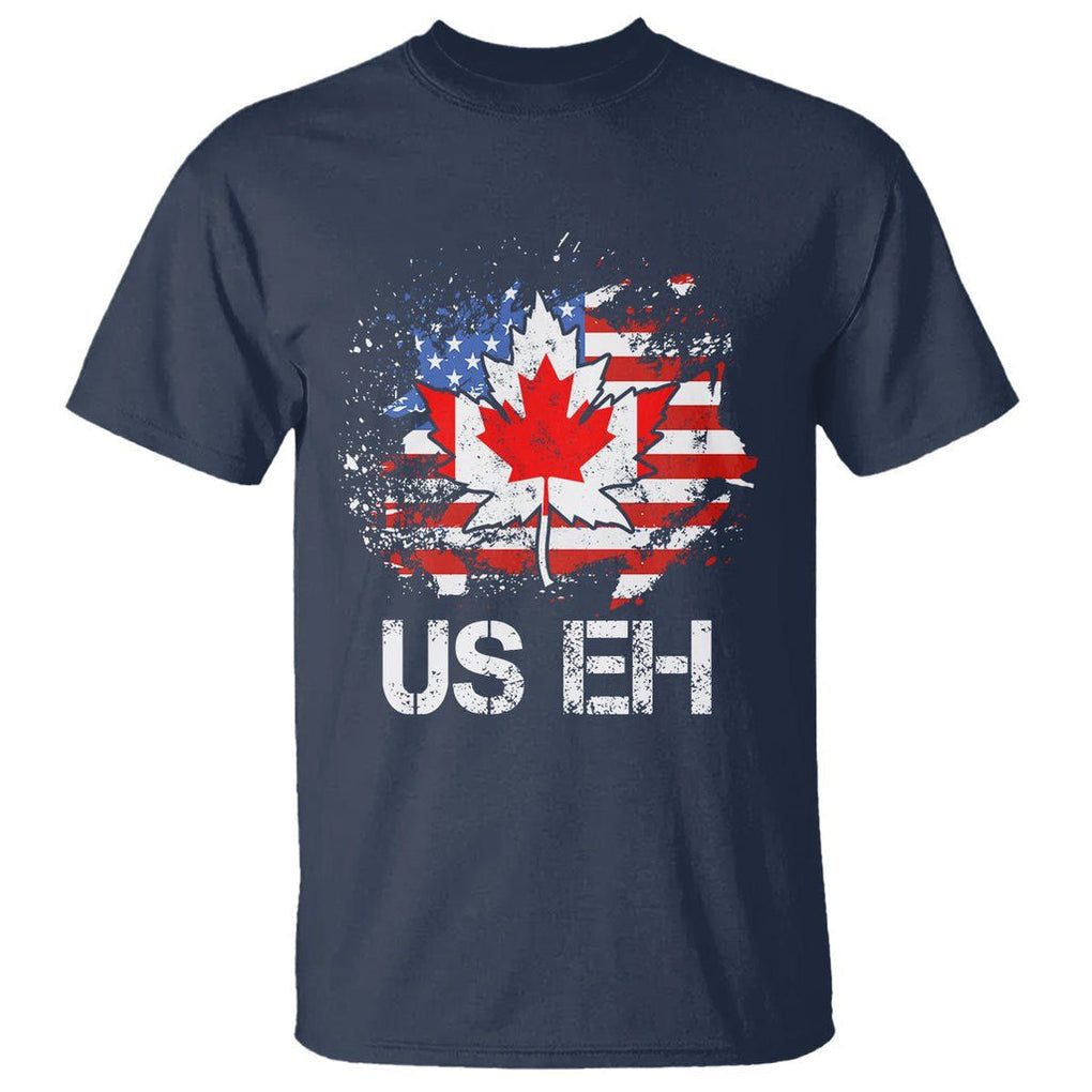 America Canada T Shirt Funny US EH Maple Leaf Canadian American Flag Canada's Day TS02 Navy Printyourwear