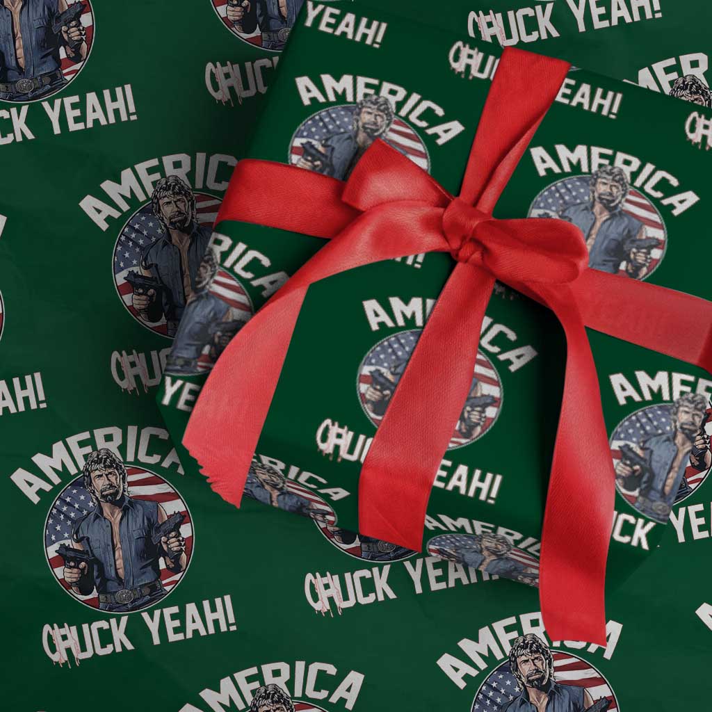America Chuck Yeah Legendary Action Hero Wrapping Paper Roll Patriotic USA Flag Tribute 4th of July Freedom Humor TS02 Green Print Your Wear