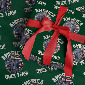 America Chuck Yeah Legendary Action Hero Wrapping Paper Roll Patriotic USA Flag Tribute 4th of July Freedom Humor TS02 Green Print Your Wear