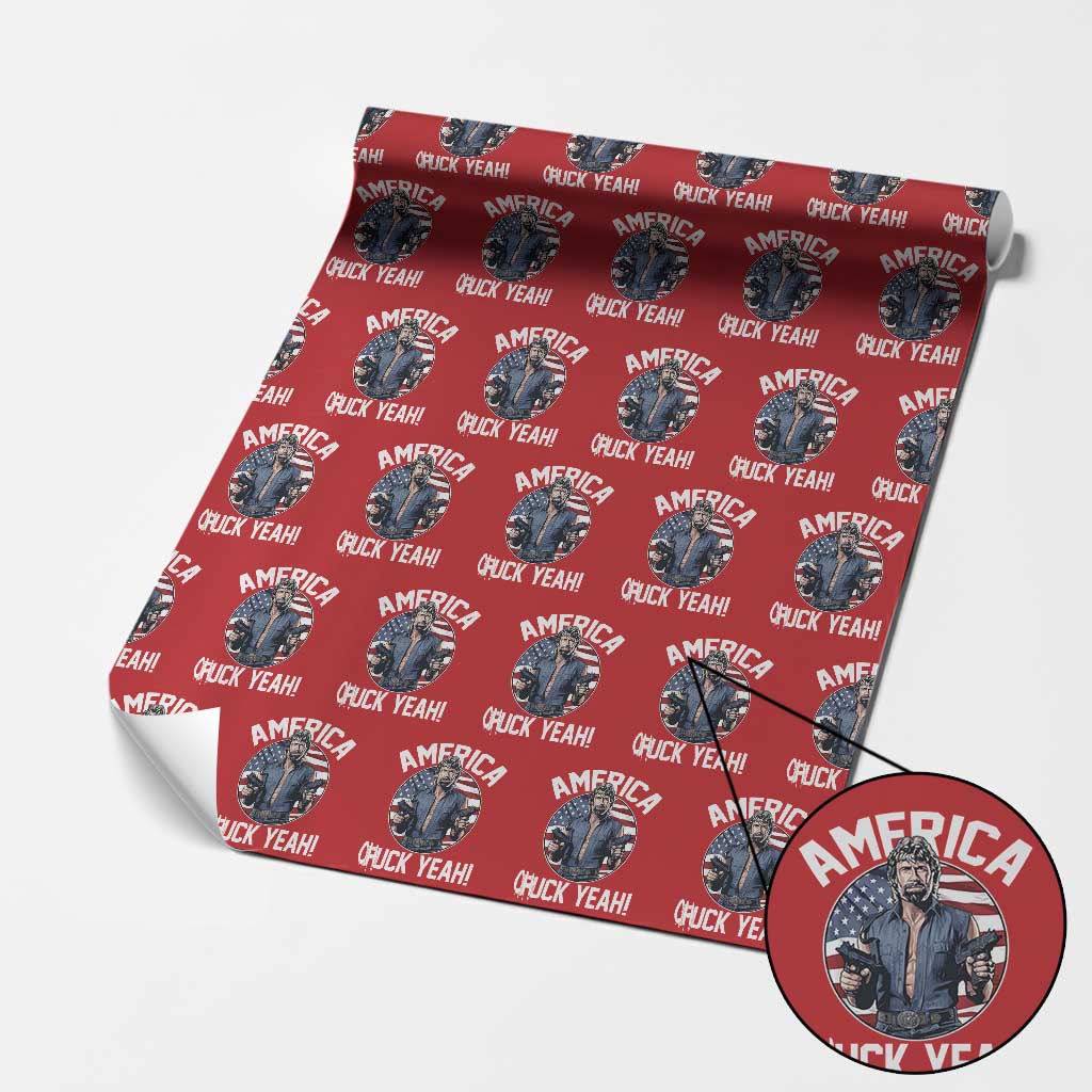 America Chuck Yeah Legendary Action Hero Wrapping Paper Roll Patriotic USA Flag Tribute 4th of July Freedom Humor TS02 Red Print Your Wear