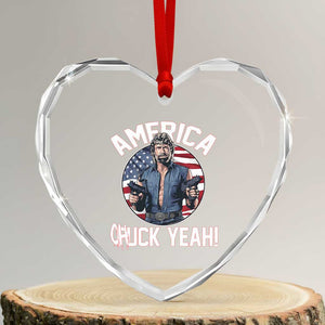 America Chuck Yeah Legendary Action Hero Heart Crystal Glass Ornament Patriotic USA Flag Tribute 4th of July Freedom Humor TS02 Transparent Glass 3'' Heart Print Your Wear
