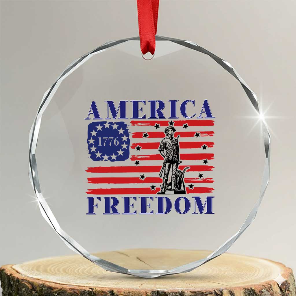 America Freedom 1776 Revolutionary War Crystal Glass Ornament Minuteman Betsy Ross Flag Patriotic History TS02 Transparent Glass 3'' Circle Print Your Wear