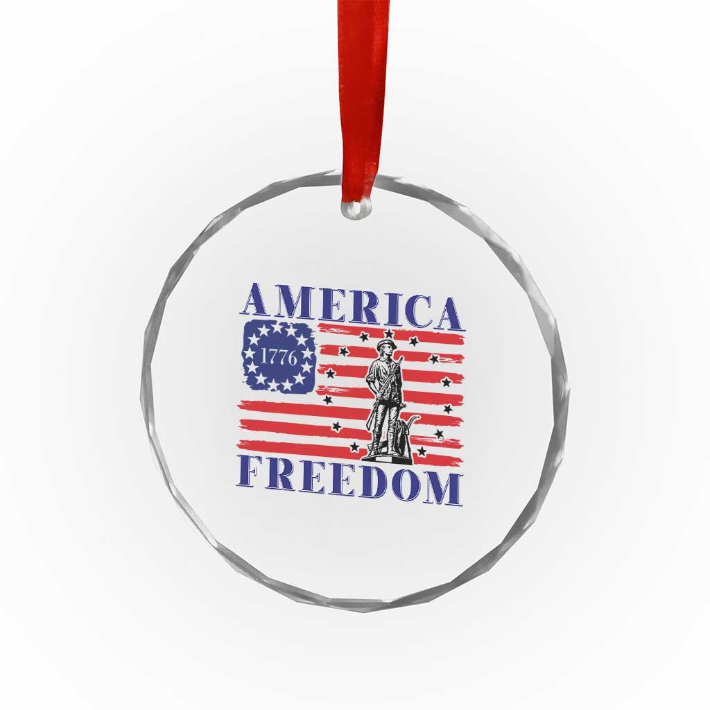 America Freedom 1776 Revolutionary War Crystal Glass Ornament Minuteman Betsy Ross Flag Patriotic History TS02 Print Your Wear
