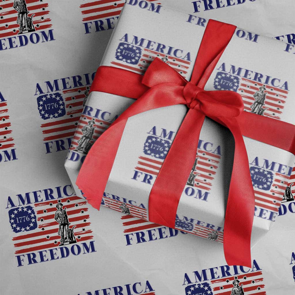 America Freedom 1776 Revolutionary War Wrapping Paper Roll Minuteman Betsy Ross Flag Patriotic History TS02 White Print Your Wear