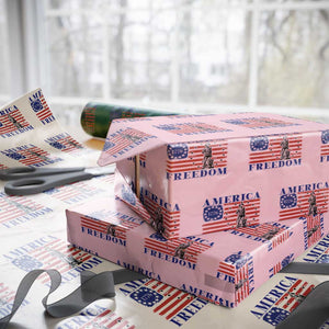 America Freedom 1776 Revolutionary War Wrapping Paper Roll Minuteman Betsy Ross Flag Patriotic History TS02 Light Pink Print Your Wear