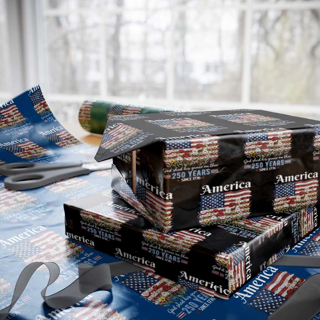 America God Shed His Grace On Thee 250 Years Since 1776 Wrapping Paper Roll TS11 Black Print Your Wear