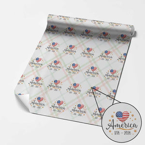 America Heart 250 Years Wrapping Paper Roll US Semiquincentennial Cute Patriotic 1776 to 2026 TS02 Christmas Plaid Print Your Wear