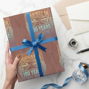 America Highway 66 100 Years Centennial 1926-2026 Wrapping Paper Roll Retro Desert Horizon The Mother Road Colorful Graphic TS02 Mocha Print Your Wear