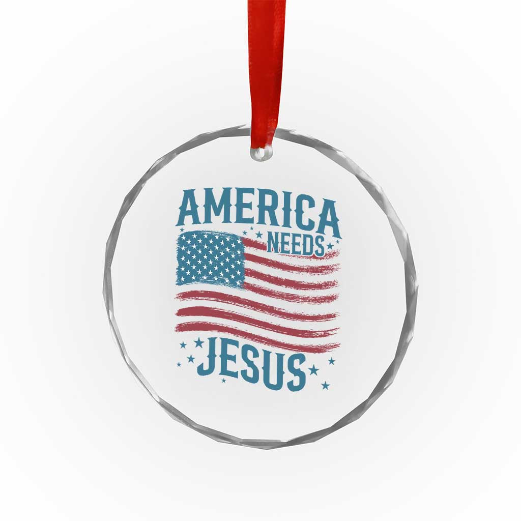 America Needs Jesus Crystal Glass Ornament 4th of July Christian TS14 Print Your Wear