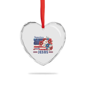 America Needs Jesus Heart Crystal Glass Ornament Christian Floral US Flag 4th of July TS14 Print Your Wear