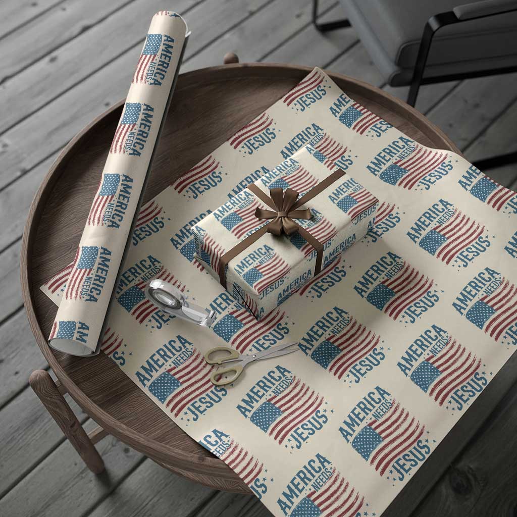 America Needs Jesus Wrapping Paper Roll 4th of July Christian TS14 Beige Print Your Wear