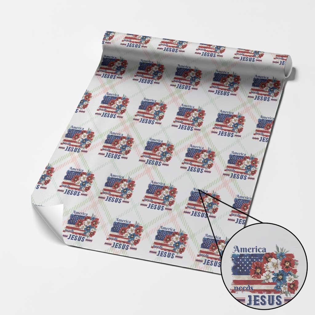 America Needs Jesus Wrapping Paper Roll Christian Floral US Flag 4th of July TS14 Christmas Plaid Print Your Wear