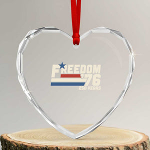 America Retro 250 Years Freedom USA 1776 2026 Heart Crystal Glass Ornament