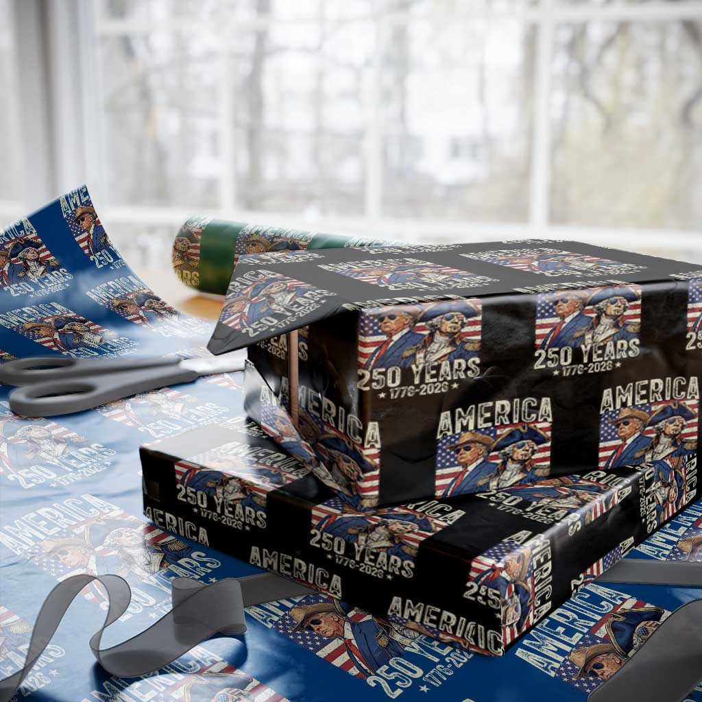 America Semiquincentennial George Washington and Trump Wrapping Paper Roll 250 Years 1776-2026 Patriotic Founding Fathers Legacy TS02 Black Print Your Wear