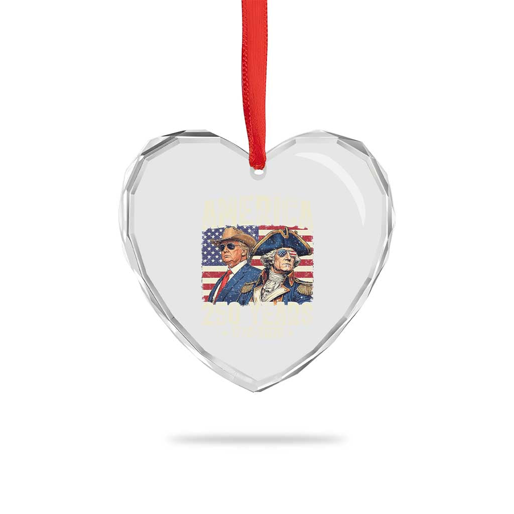 America Semiquincentennial George Washington and Trump Heart Crystal Glass Ornament 250 Years 1776-2026 Patriotic Founding Fathers Legacy TS02 Print Your Wear