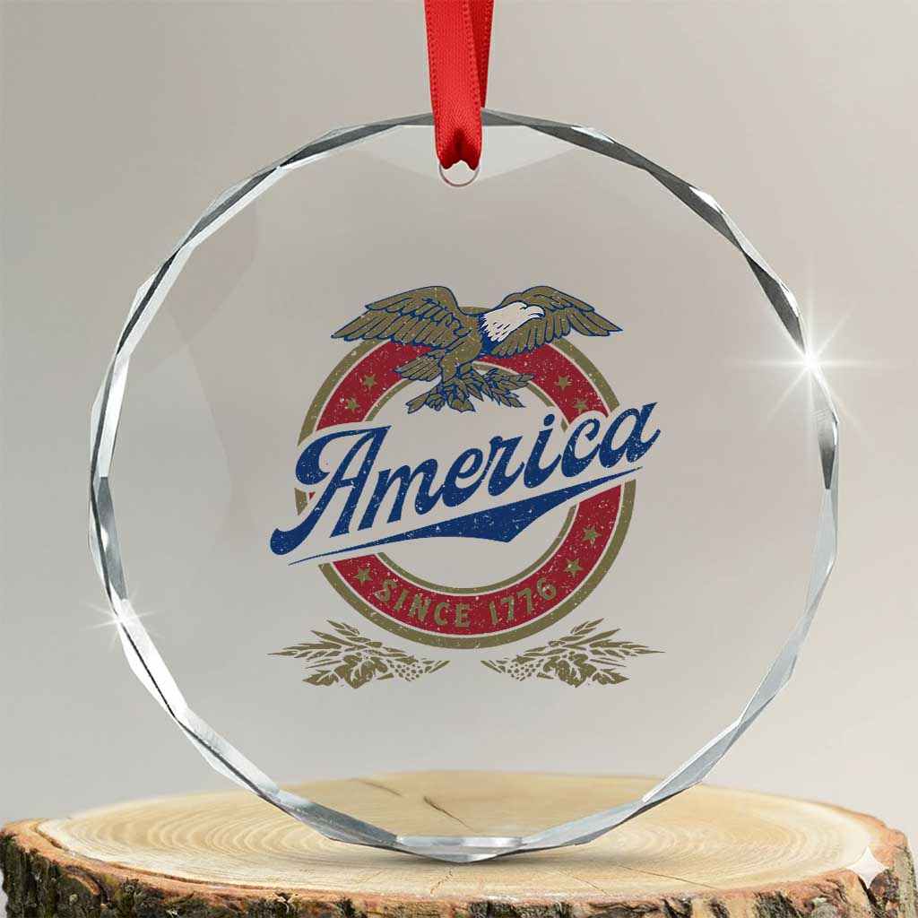 America Since 1776 Crystal Glass Ornament 4th of July Retro Vintage Patriotic Eagle Pride TS02 Transparent Glass 3'' Circle Print Your Wear