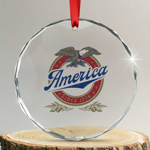 America Since 1776 Crystal Glass Ornament 4th of July Retro Vintage Patriotic Eagle Pride TS02 Transparent Glass 3'' Circle Print Your Wear