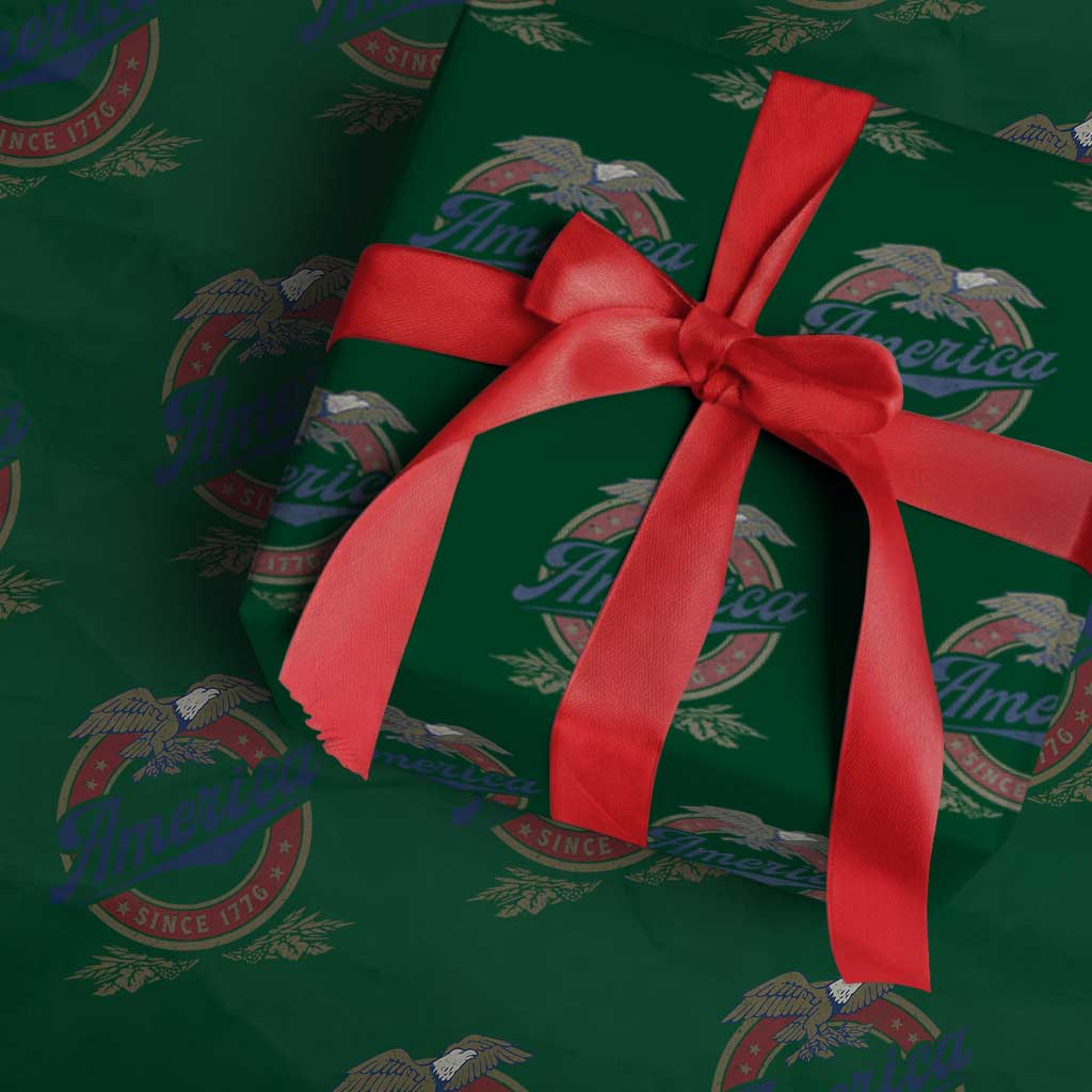 America Since 1776 Wrapping Paper Roll 4th of July Retro Vintage Patriotic Eagle Pride TS02 Green Print Your Wear