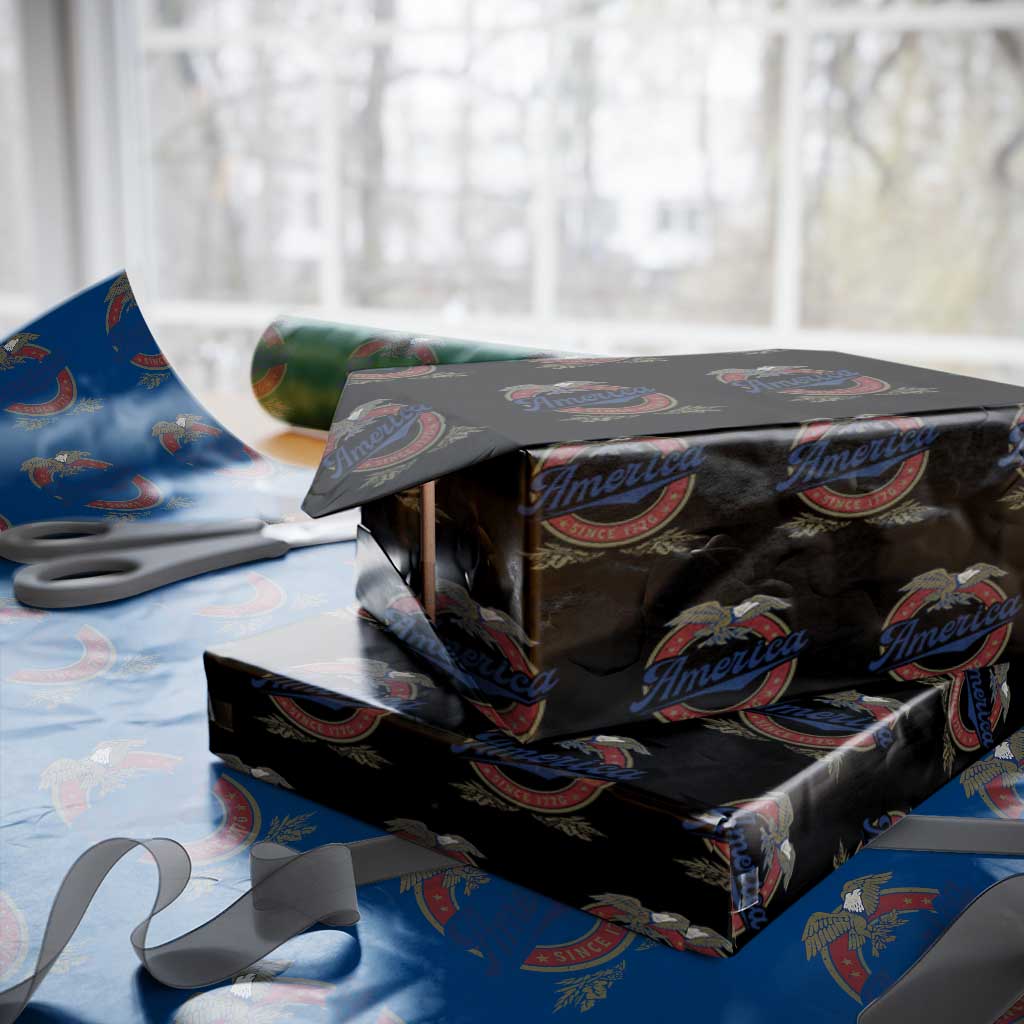 America Since 1776 Wrapping Paper Roll 4th of July Retro Vintage Patriotic Eagle Pride TS02 Black Print Your Wear