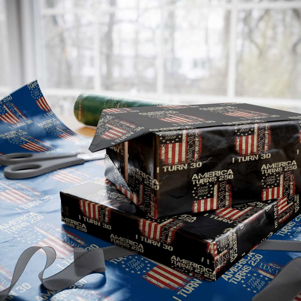 America Turns 250 I Turn 30 Wrapping Paper Roll 30th Birthday 250th Anniversary USA Vintage 1996 Bday TS11 Black Print Your Wear