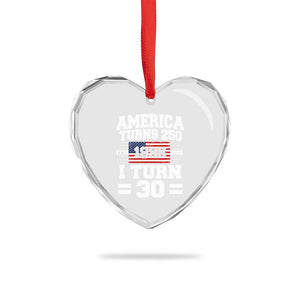 America Turns 250 I Turn 30 Heart Crystal Glass Ornament Vintage 1996 30th Birthday 250th Anniversary USA Flag 30 Year Old Gift