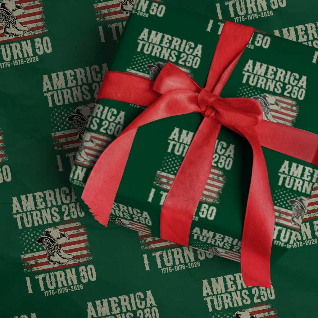 America Turns 250 I Turn 50 1976 50th Birthday Wrapping Paper Roll Patriotic Cowboy Cowgirl Rodeo 4th of July