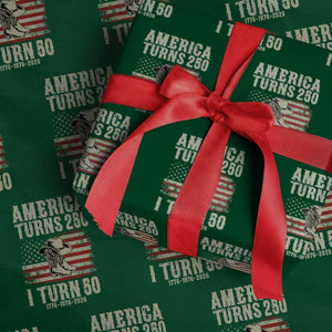 America Turns 250 I Turn 50 1976 50th Birthday Wrapping Paper Roll Patriotic Cowboy Cowgirl Rodeo 4th of July